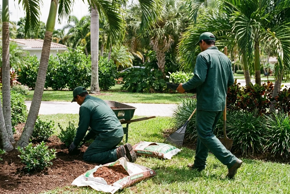 The Cedar & Vale crew planting in a Miami garden